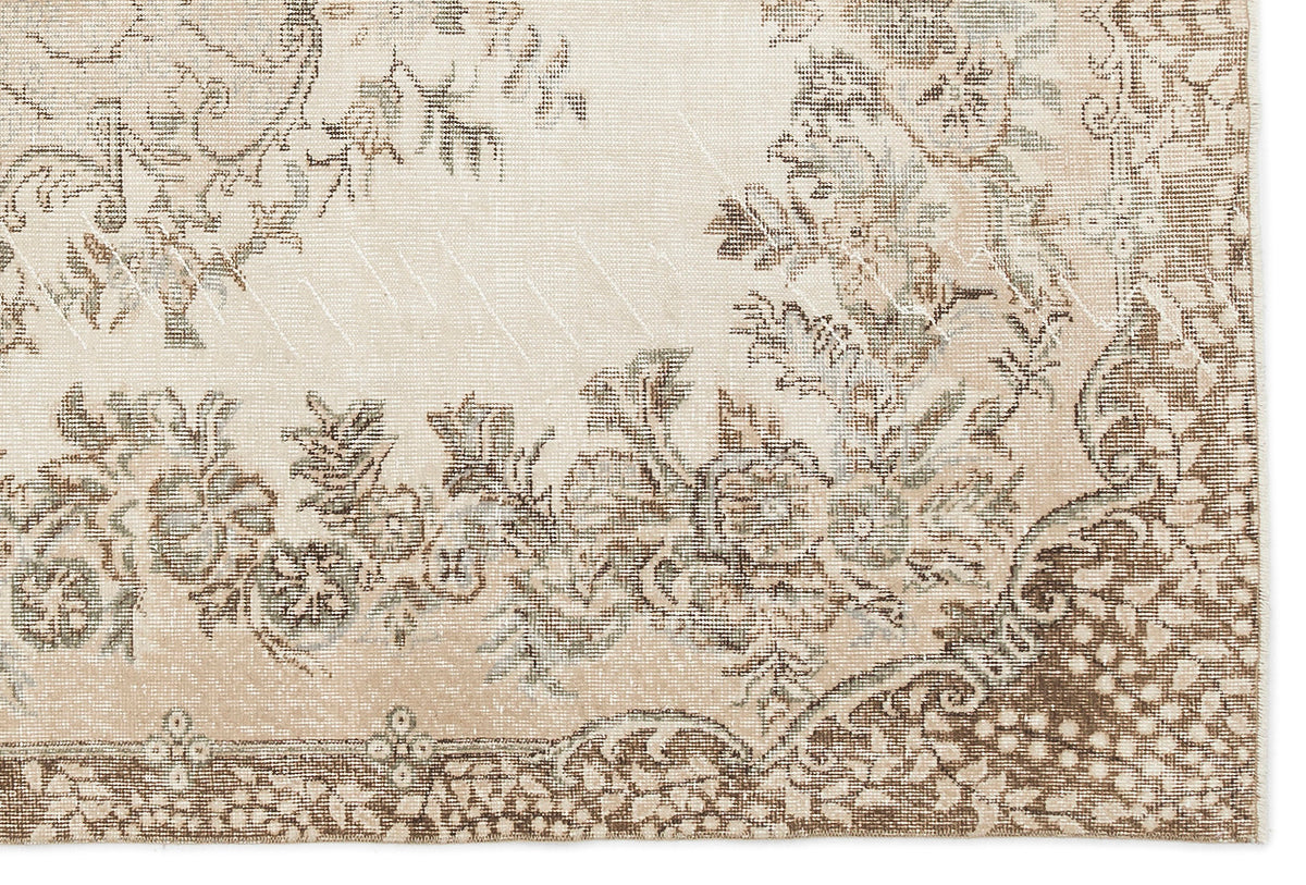 Beige Over Dyed Vintage Rug 5&#39;7&#39;&#39; x 8&#39;4&#39;&#39; ft 170 x 255 cm