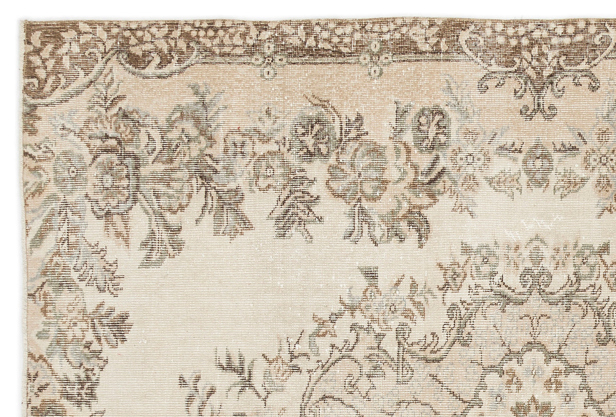 Beige Over Dyed Vintage Rug 5&#39;7&#39;&#39; x 8&#39;4&#39;&#39; ft 170 x 255 cm