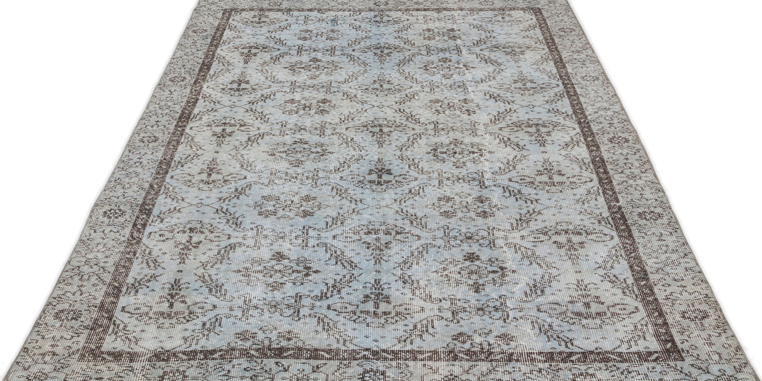 Blue Over Dyed Vintage Rug 5'3'' x 9'1'' ft 160 x 278 cm
