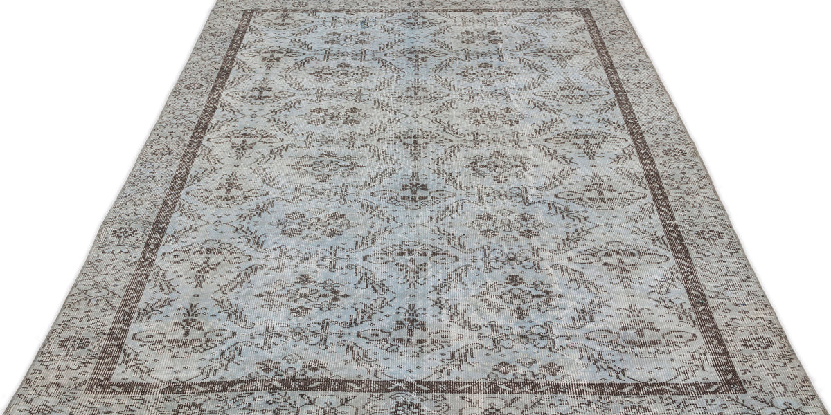 Blue Over Dyed Vintage Rug 5&#39;3&#39;&#39; x 9&#39;1&#39;&#39; ft 160 x 278 cm