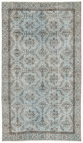 Blue Over Dyed Vintage Rug 5'3'' x 9'1'' ft 160 x 278 cm