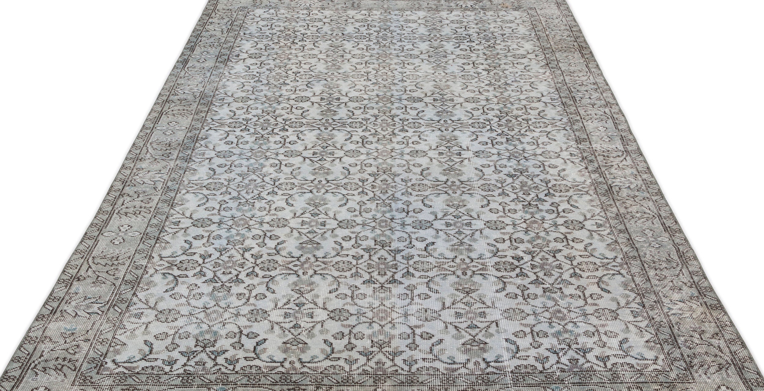 Blue Over Dyed Vintage Rug 5'9'' x 9'9'' ft 175 x 298 cm