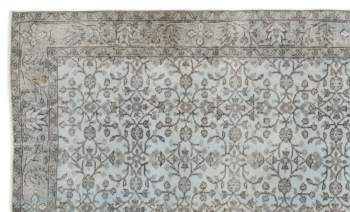 Blue Over Dyed Vintage Rug 5&#39;9&#39;&#39; x 9&#39;9&#39;&#39; ft 175 x 298 cm