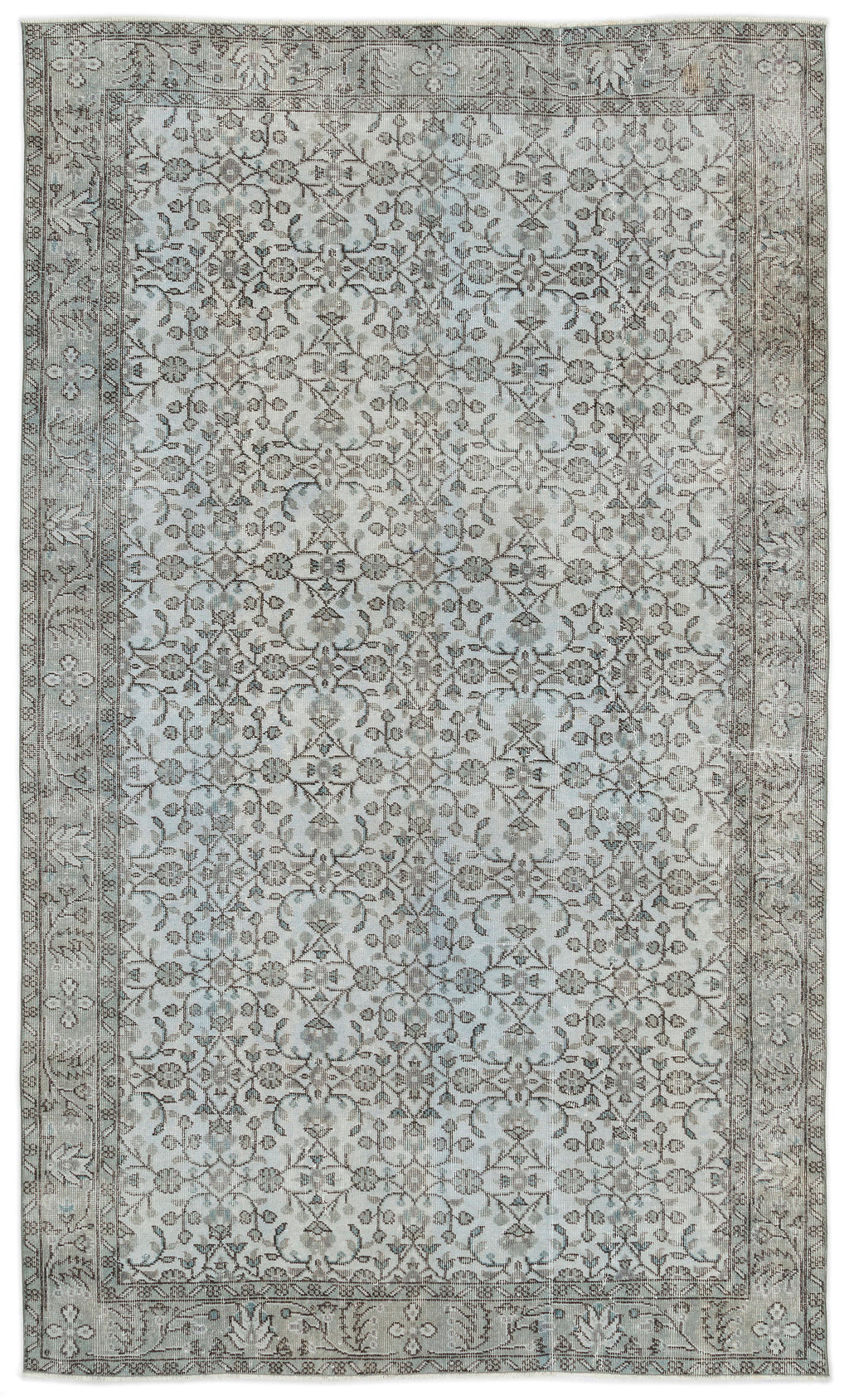 Blue Over Dyed Vintage Rug 5'9'' x 9'9'' ft 175 x 298 cm
