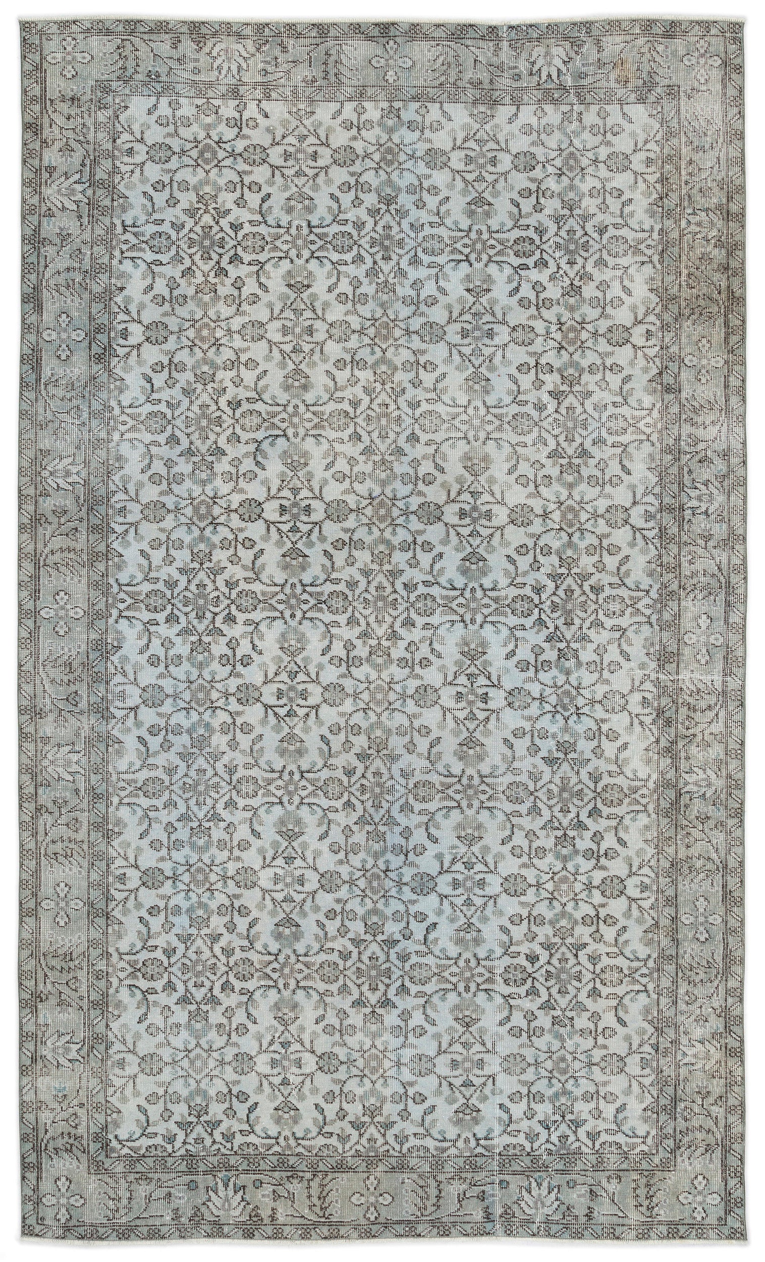 Blue Over Dyed Vintage Rug 5'9'' x 9'9'' ft 175 x 298 cm