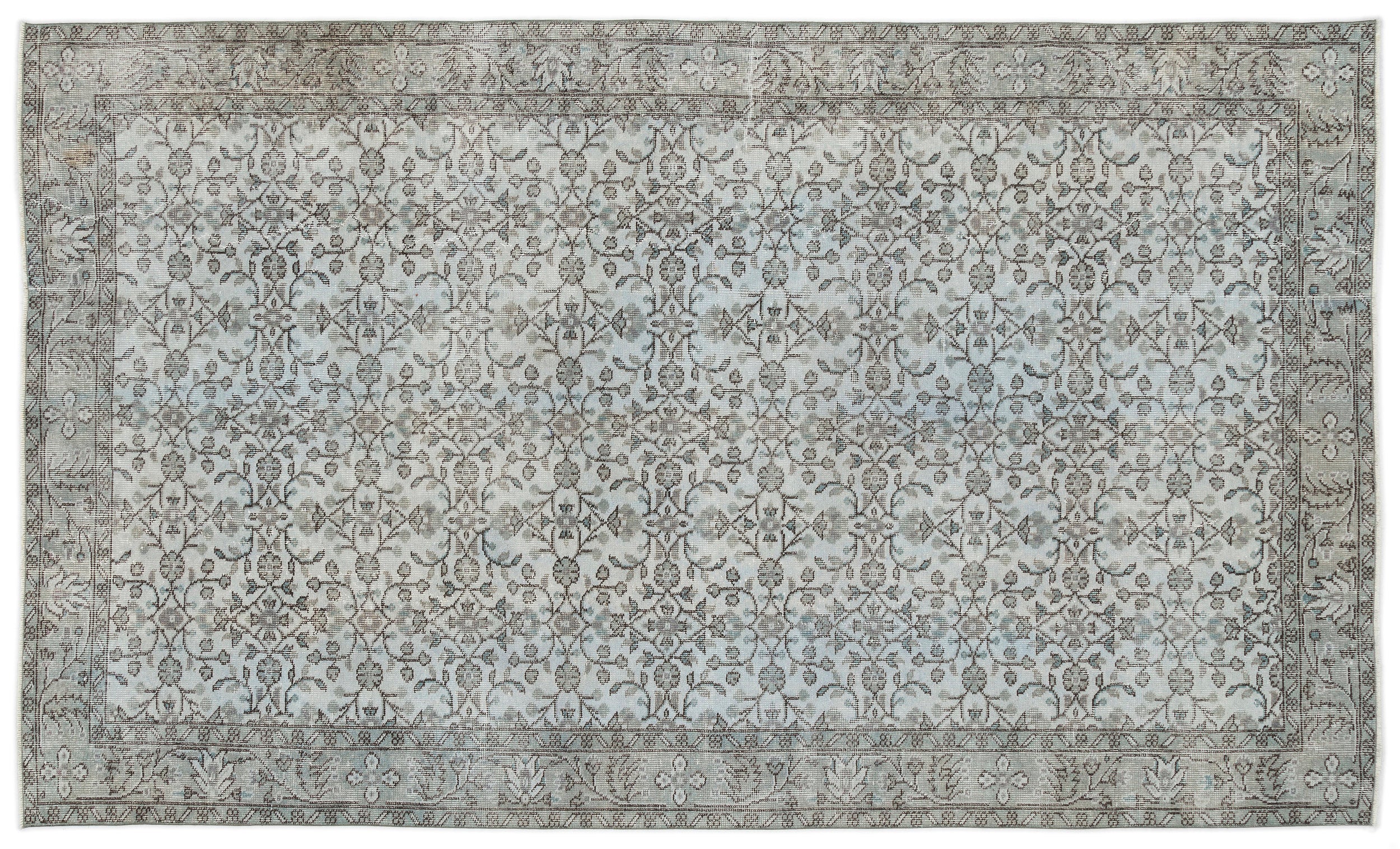 Blue Over Dyed Vintage Rug 5'9'' x 9'9'' ft 175 x 298 cm