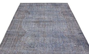 Blue Over Dyed Vintage Rug 5'5'' x 10'3'' ft 164 x 312 cm