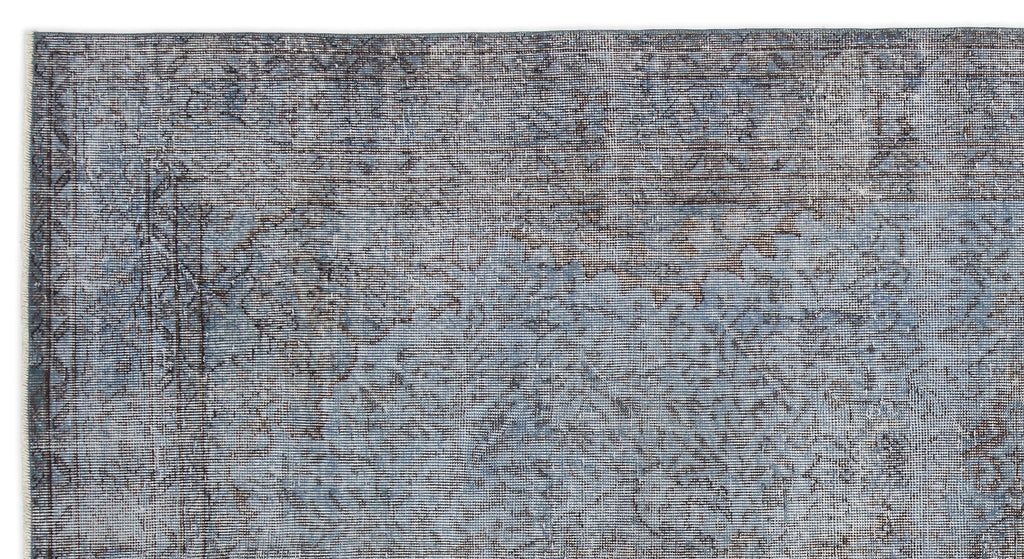 Blue Over Dyed Vintage Rug 5'5'' x 10'3'' ft 164 x 312 cm