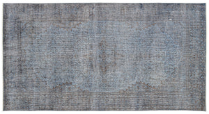 Blue Over Dyed Vintage Rug 5'5'' x 10'3'' ft 164 x 312 cm