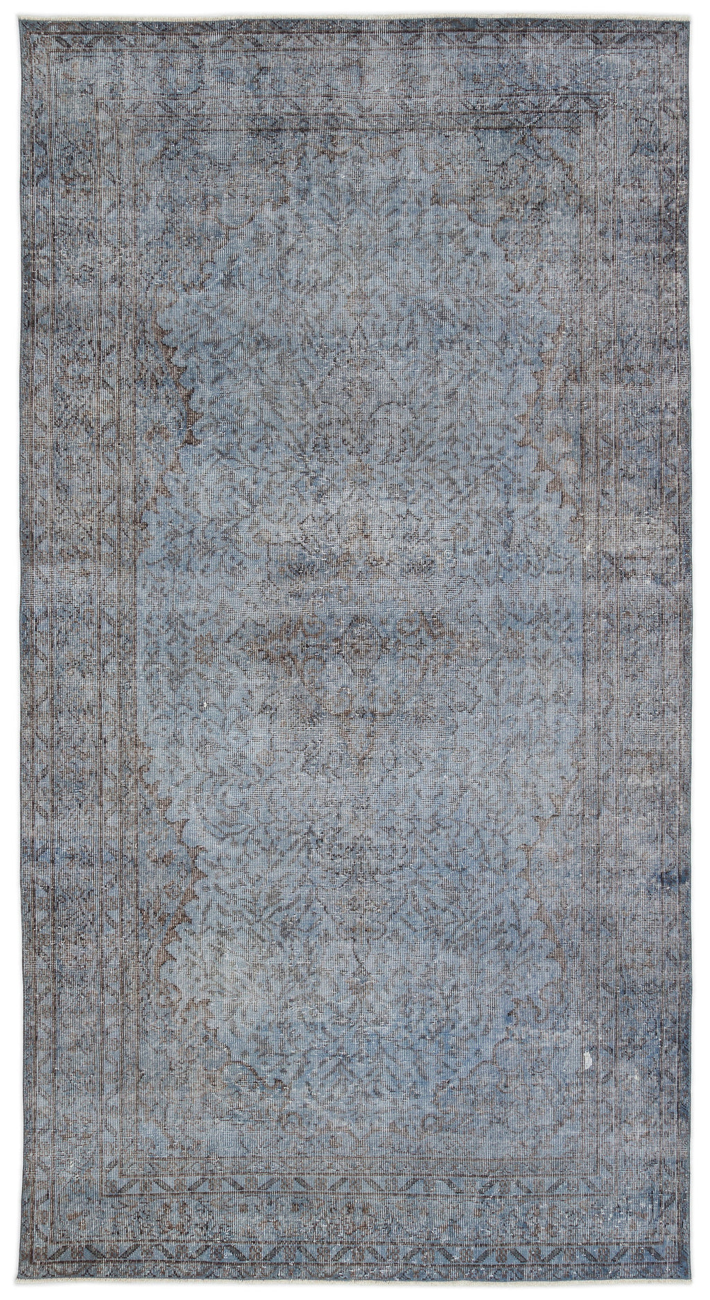 Blue Over Dyed Vintage Rug 5'5'' x 10'3'' ft 164 x 312 cm