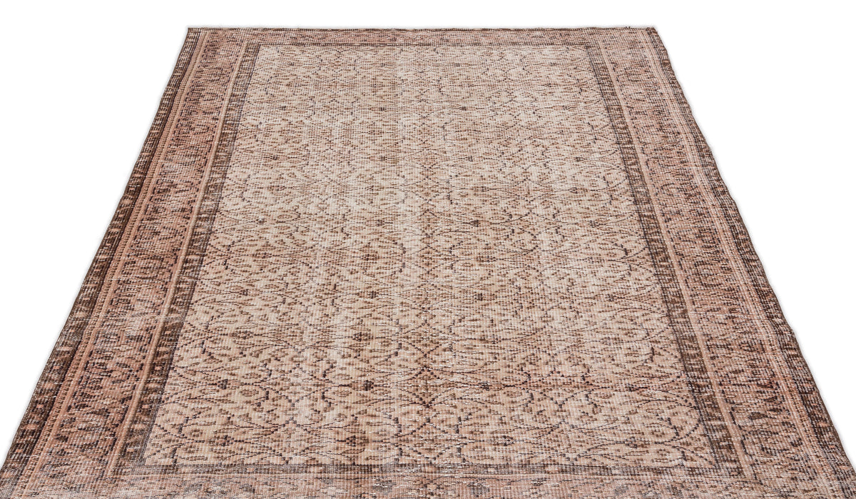 Beige Over Dyed Vintage Rug 5&#39;3&#39;&#39; x 8&#39;10&#39;&#39; ft 161 x 270 cm