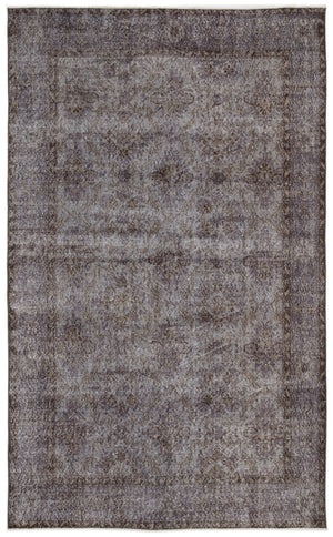 Gray Over Dyed Vintage Rug 5'7'' x 9'4'' ft 171 x 284 cm