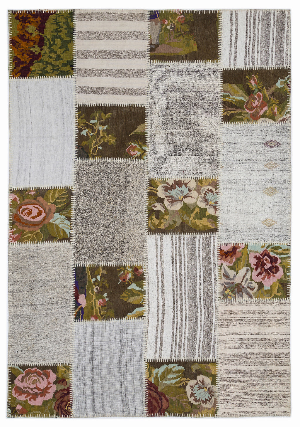 Karabakh Over Dyed Kilim Patchwork Unique Rug 5'3'' x 7'7'' ft 160 x 230 cm