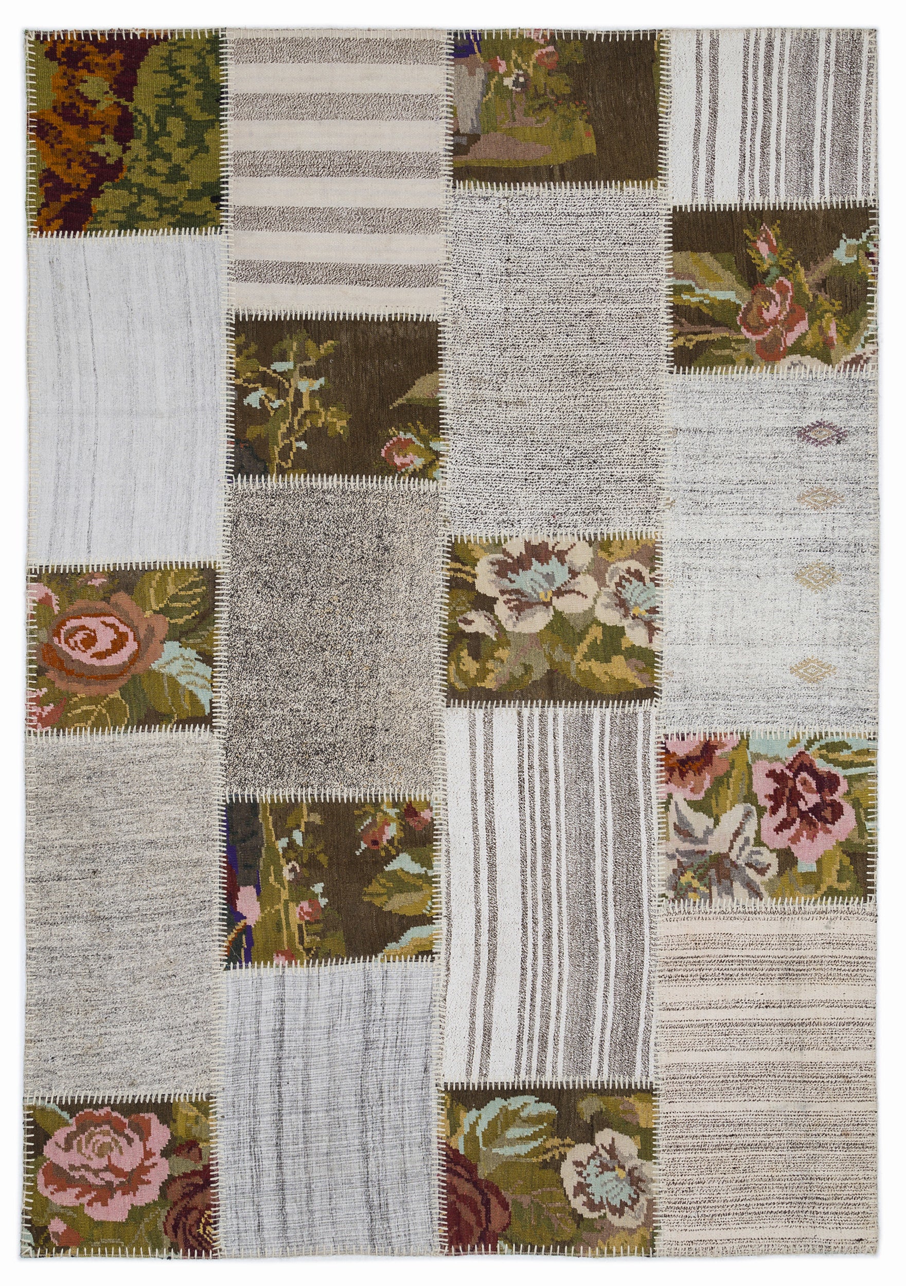 Karabakh Over Dyed Kilim Patchwork Unique Rug 5'3'' x 7'7'' ft 160 x 230 cm