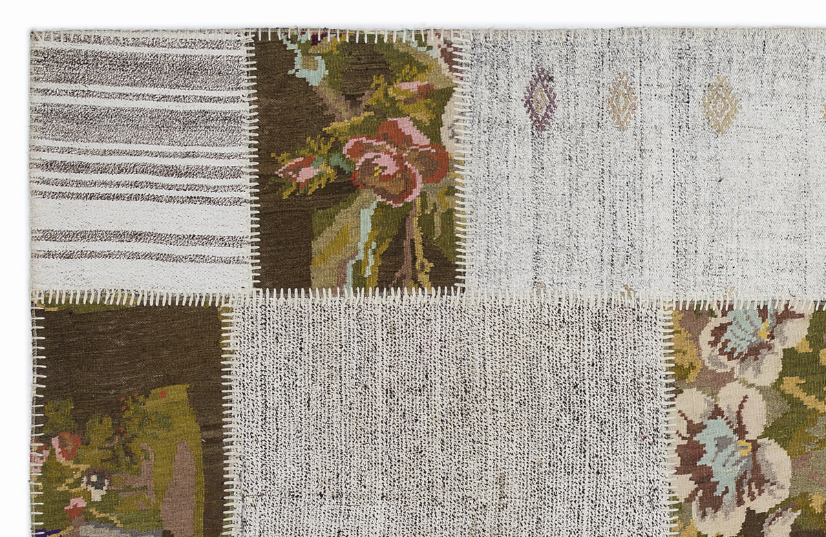 Karabakh Over Dyed Kilim Patchwork Unique Rug 5&#39;3&#39;&#39; x 7&#39;7&#39;&#39; ft 160 x 230 cm