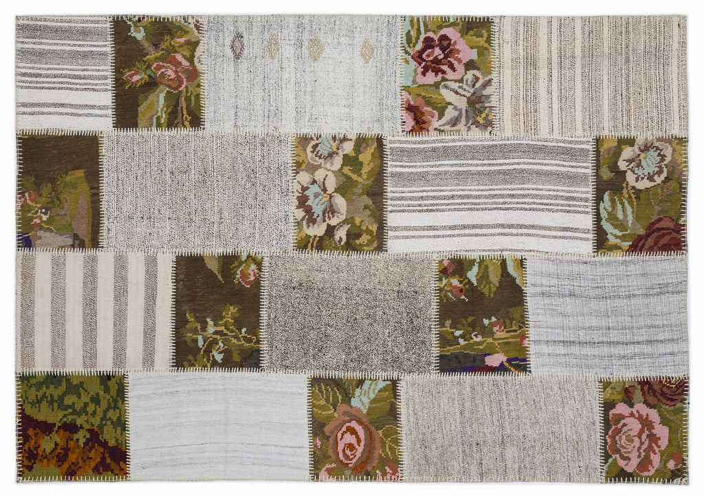 Karabakh Over Dyed Kilim Patchwork Unique Rug 5'3'' x 7'7'' ft 160 x 230 cm