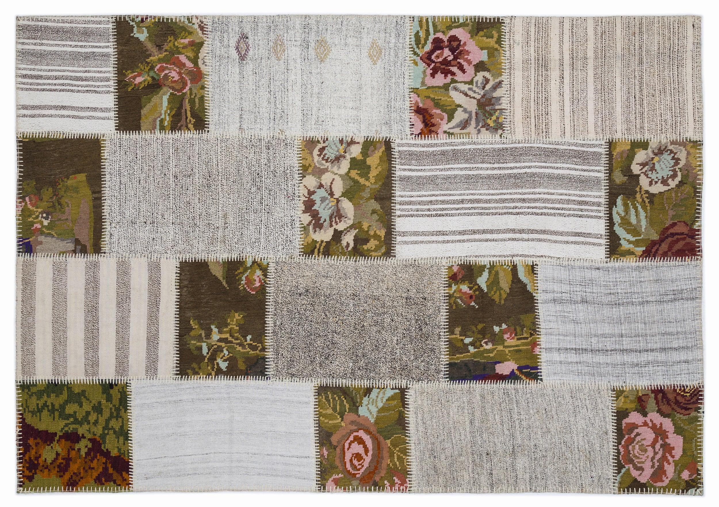 Karabakh Over Dyed Kilim Patchwork Unique Rug 5'3'' x 7'7'' ft 160 x 230 cm