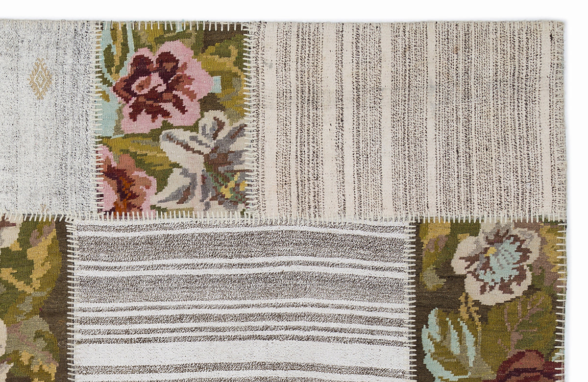 Karabakh Over Dyed Kilim Patchwork Unique Rug 5&#39;3&#39;&#39; x 7&#39;7&#39;&#39; ft 160 x 230 cm