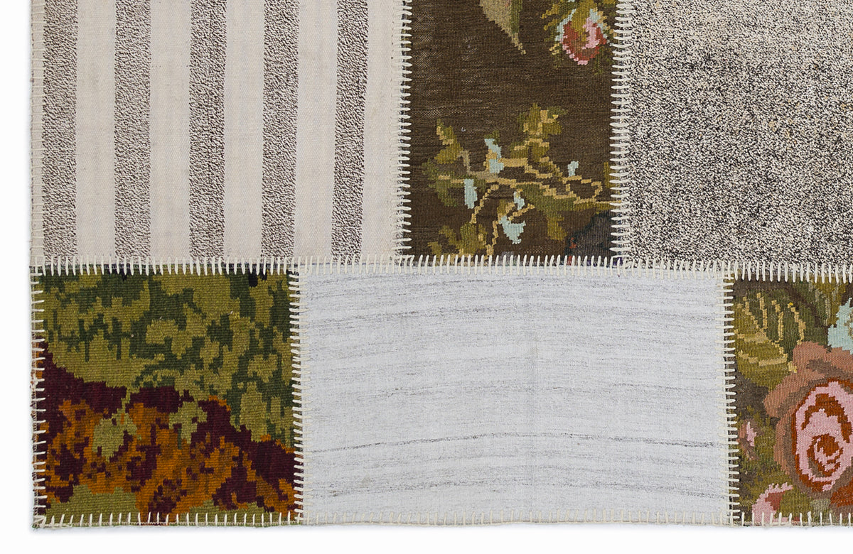 Karabakh Over Dyed Kilim Patchwork Unique Rug 5&#39;3&#39;&#39; x 7&#39;7&#39;&#39; ft 160 x 230 cm