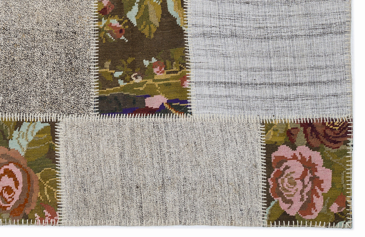 Karabakh Over Dyed Kilim Patchwork Unique Rug 5&#39;3&#39;&#39; x 7&#39;7&#39;&#39; ft 160 x 230 cm