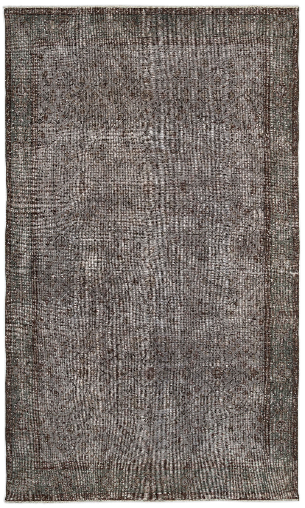 Gray Over Dyed Vintage Rug 5'9'' x 9'7'' ft 174 x 292 cm