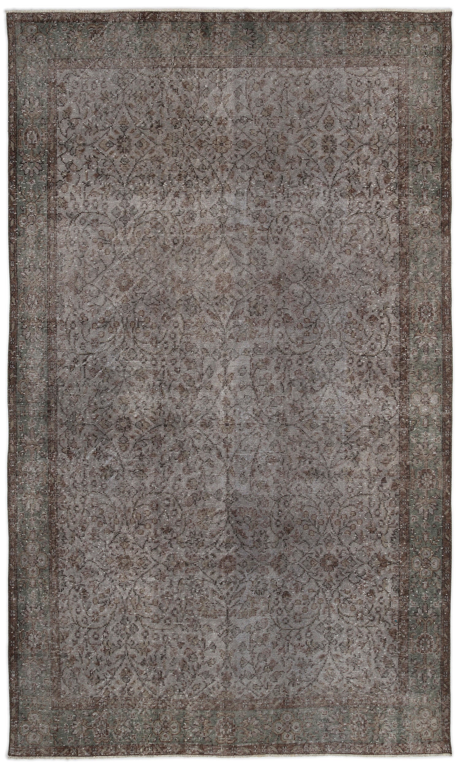 Gray Over Dyed Vintage Rug 5'9'' x 9'7'' ft 174 x 292 cm