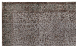 Gray Over Dyed Vintage Rug 5'9'' x 9'7'' ft 174 x 292 cm