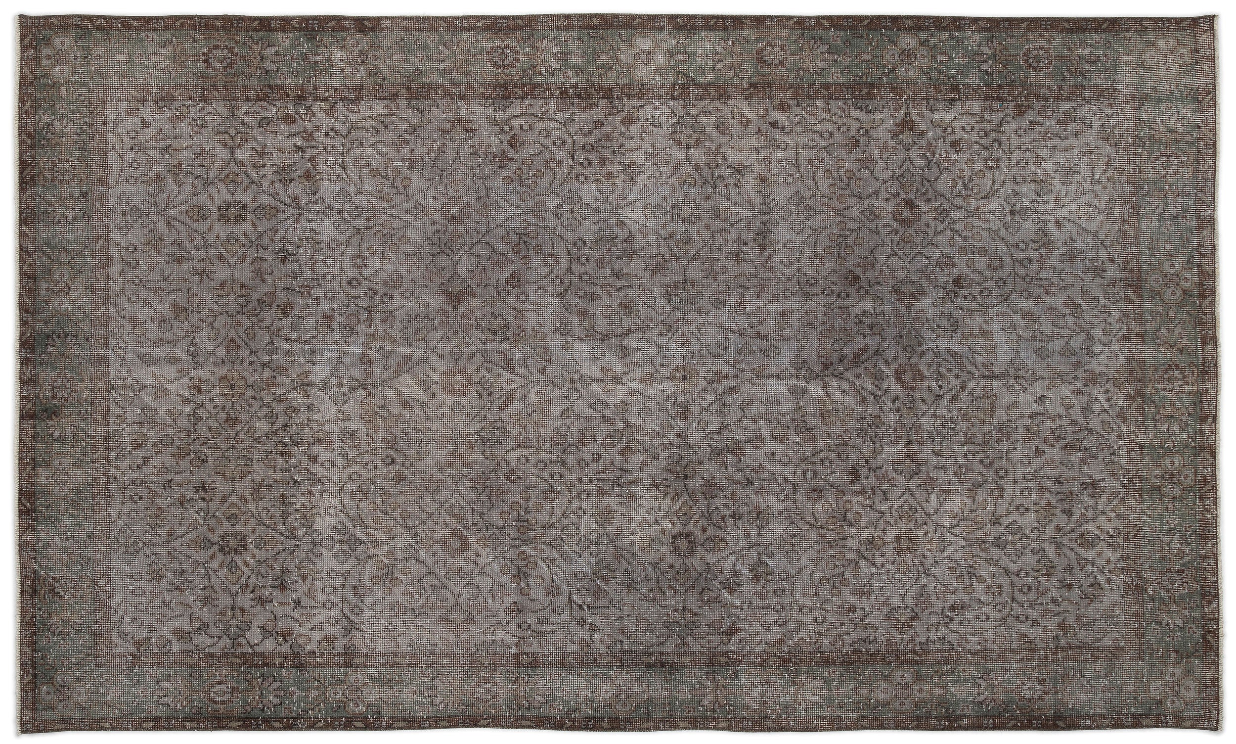 Gray Over Dyed Vintage Rug 5'9'' x 9'7'' ft 174 x 292 cm