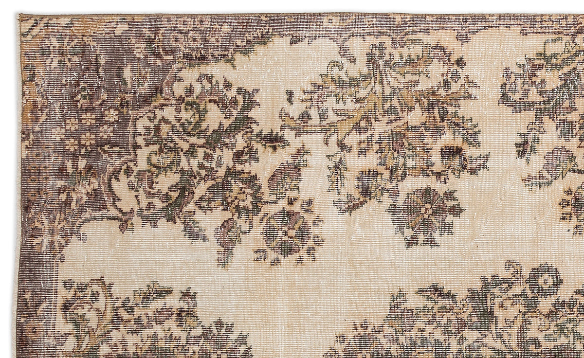 Beige Over Dyed Vintage Rug 5&#39;9&#39;&#39; x 9&#39;5&#39;&#39; ft 174 x 286 cm