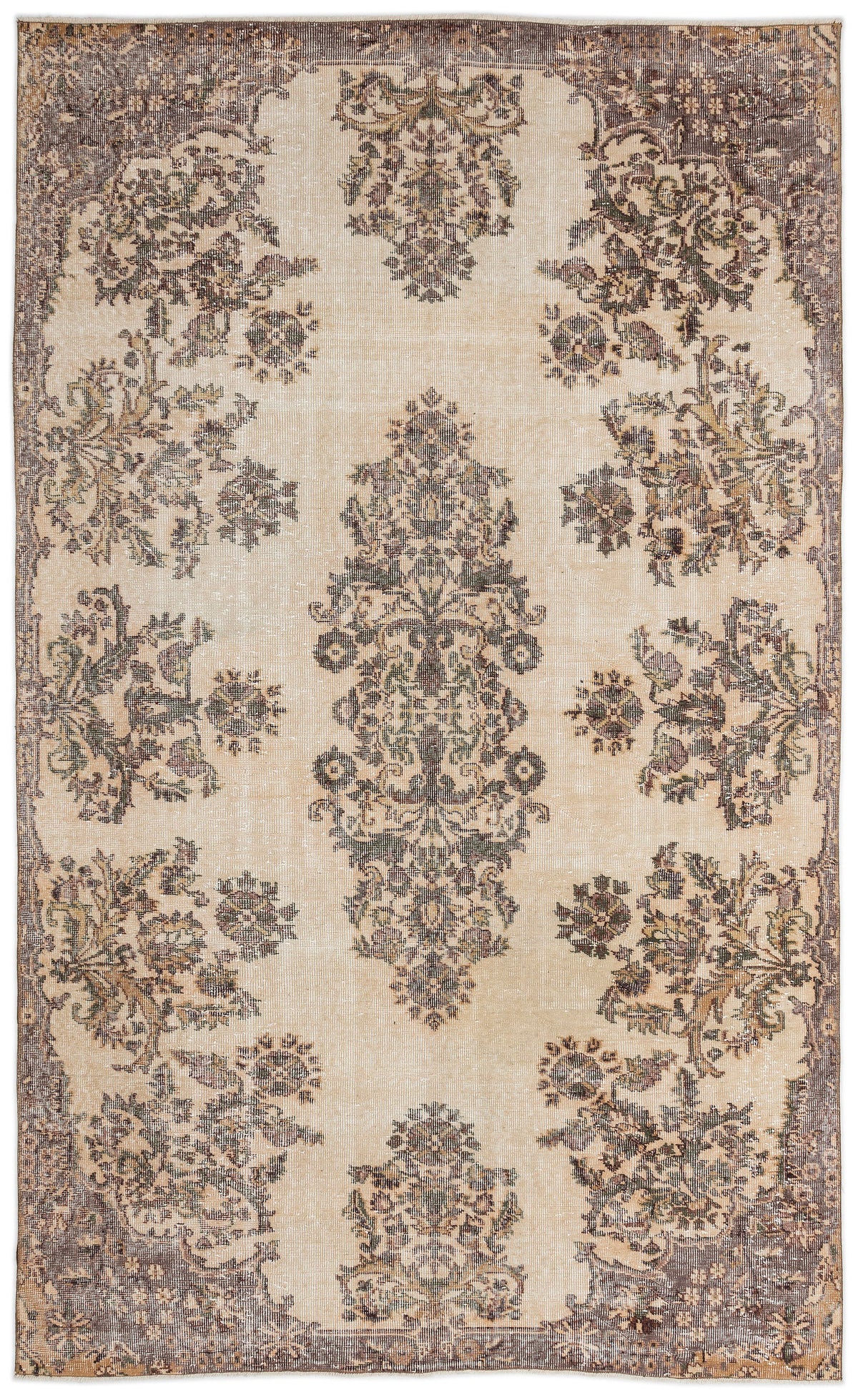 Beige Over Dyed Vintage Rug 5&#39;9&#39;&#39; x 9&#39;5&#39;&#39; ft 174 x 286 cm