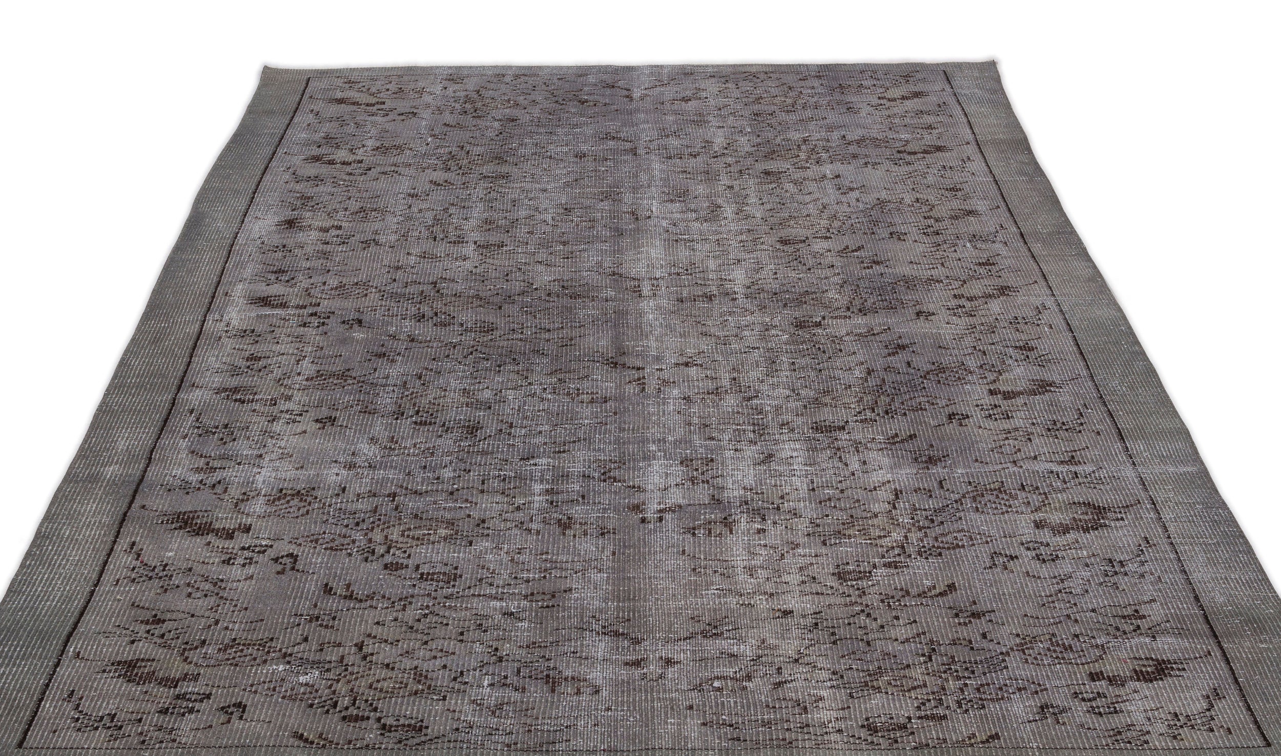 Gray Over Dyed Vintage Rug 5'11'' x 9'3'' ft 181 x 283 cm