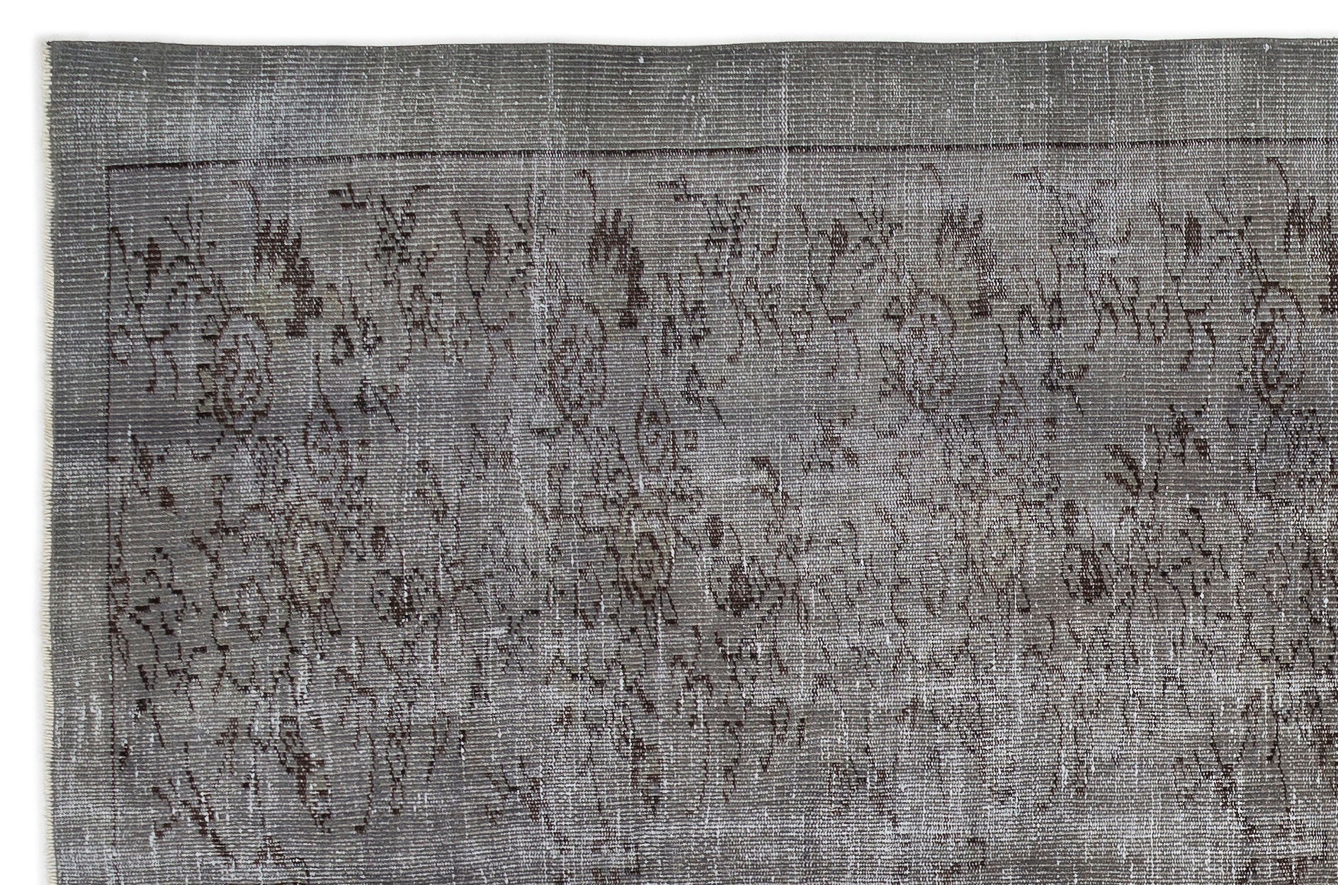 Gray Over Dyed Vintage Rug 5'11'' x 9'3'' ft 181 x 283 cm