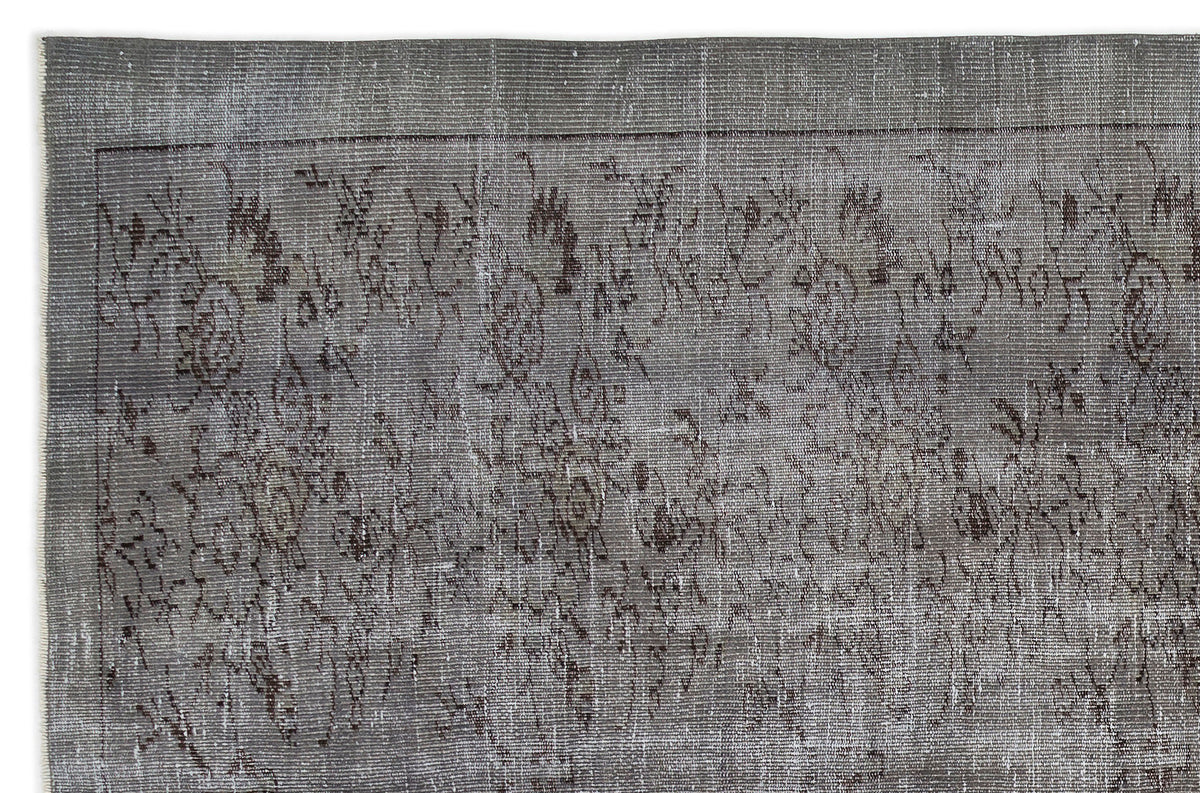 Gray Over Dyed Vintage Rug 5&#39;11&#39;&#39; x 9&#39;3&#39;&#39; ft 181 x 283 cm