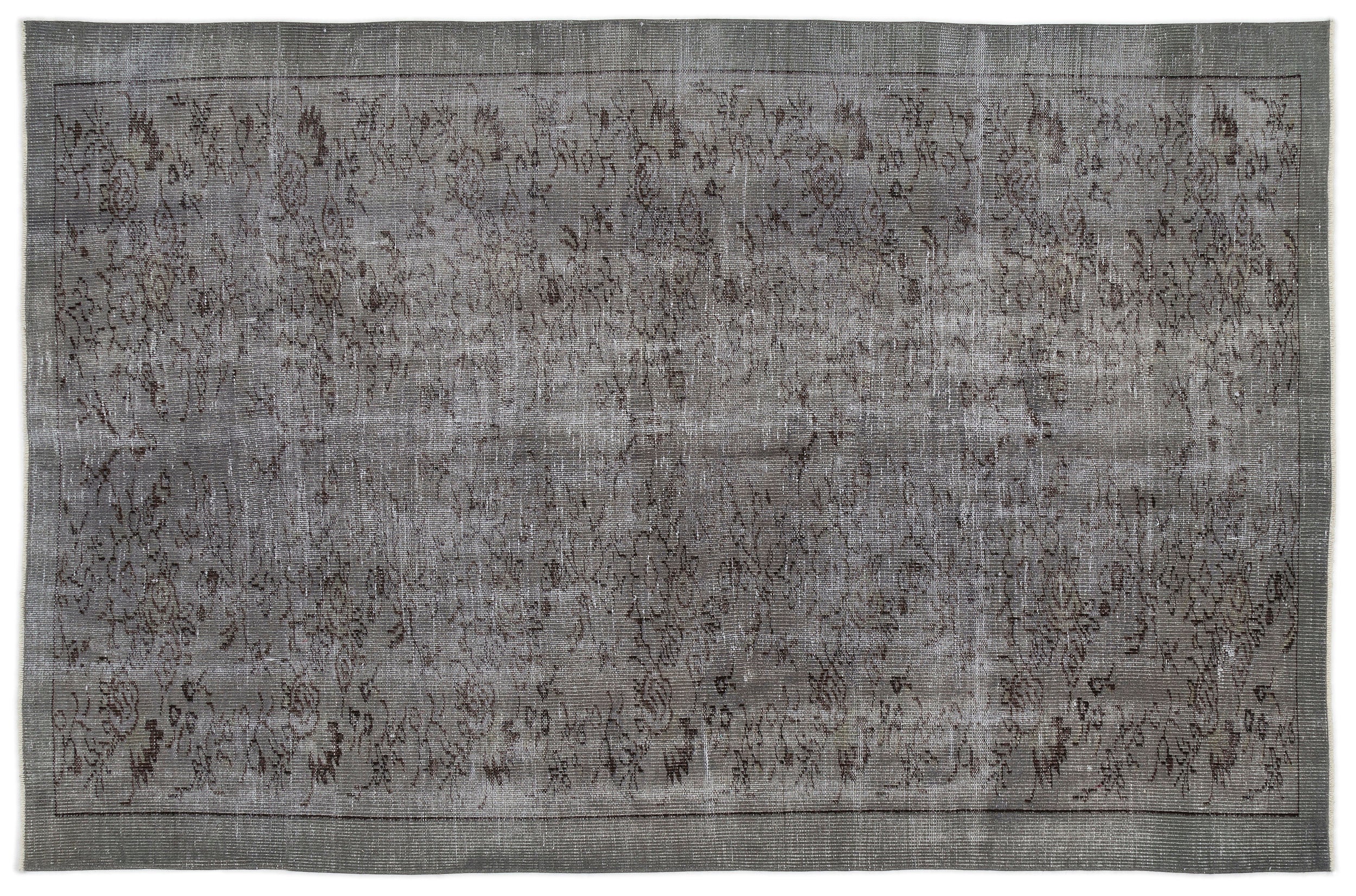 Gray Over Dyed Vintage Rug 5'11'' x 9'3'' ft 181 x 283 cm