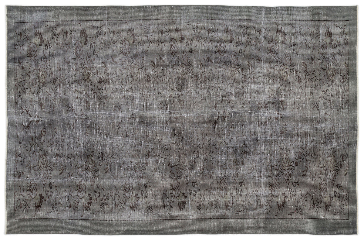 Gray Over Dyed Vintage Rug 5&#39;11&#39;&#39; x 9&#39;3&#39;&#39; ft 181 x 283 cm