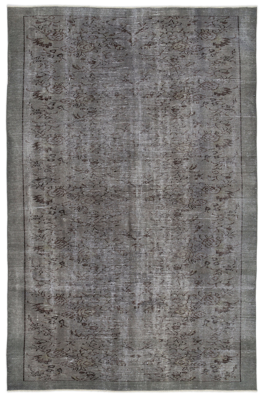 Gray Over Dyed Vintage Rug 5'11'' x 9'3'' ft 181 x 283 cm