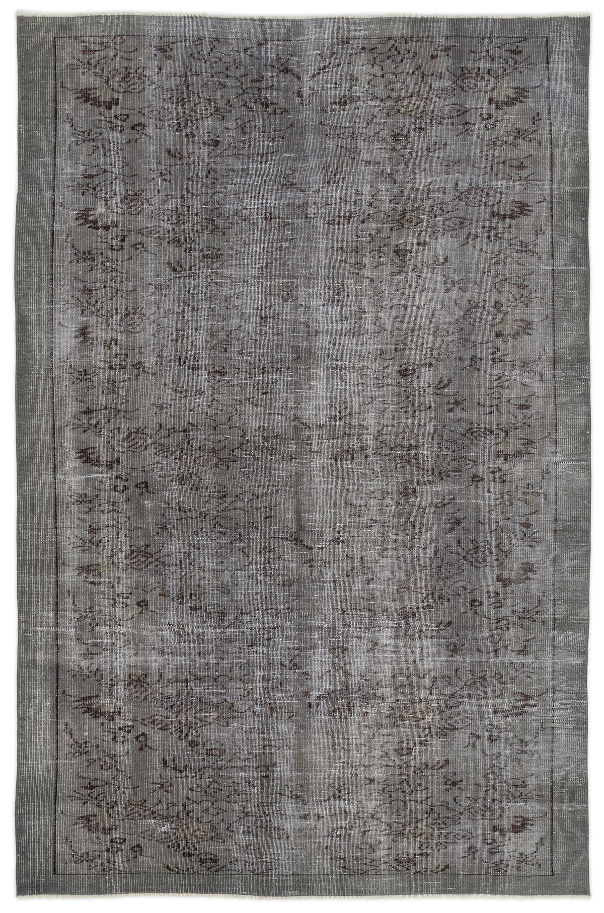 Gray Over Dyed Vintage Rug 5&#39;11&#39;&#39; x 9&#39;3&#39;&#39; ft 181 x 283 cm