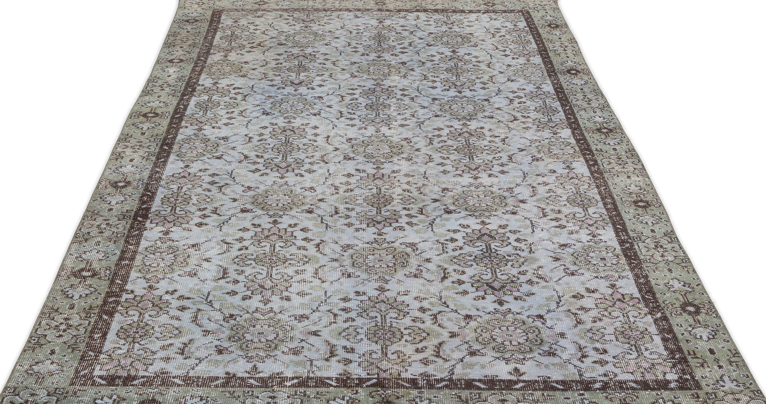 Blue Over Dyed Vintage Rug 5'4'' x 9'6'' ft 162 x 290 cm