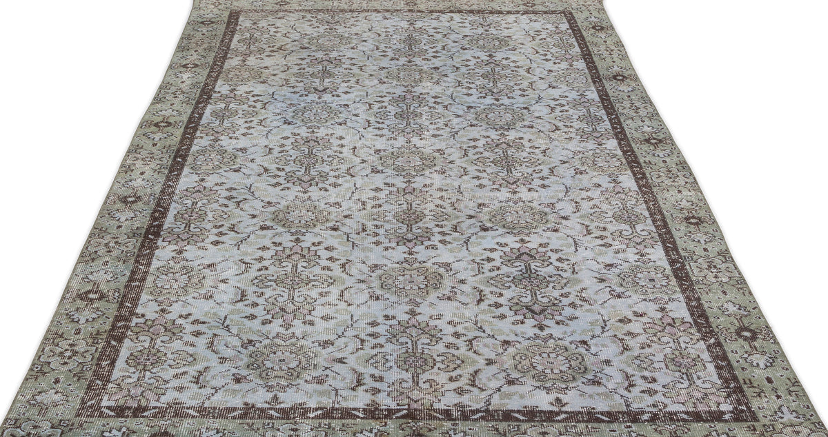 Blue Over Dyed Vintage Rug 5&#39;4&#39;&#39; x 9&#39;6&#39;&#39; ft 162 x 290 cm