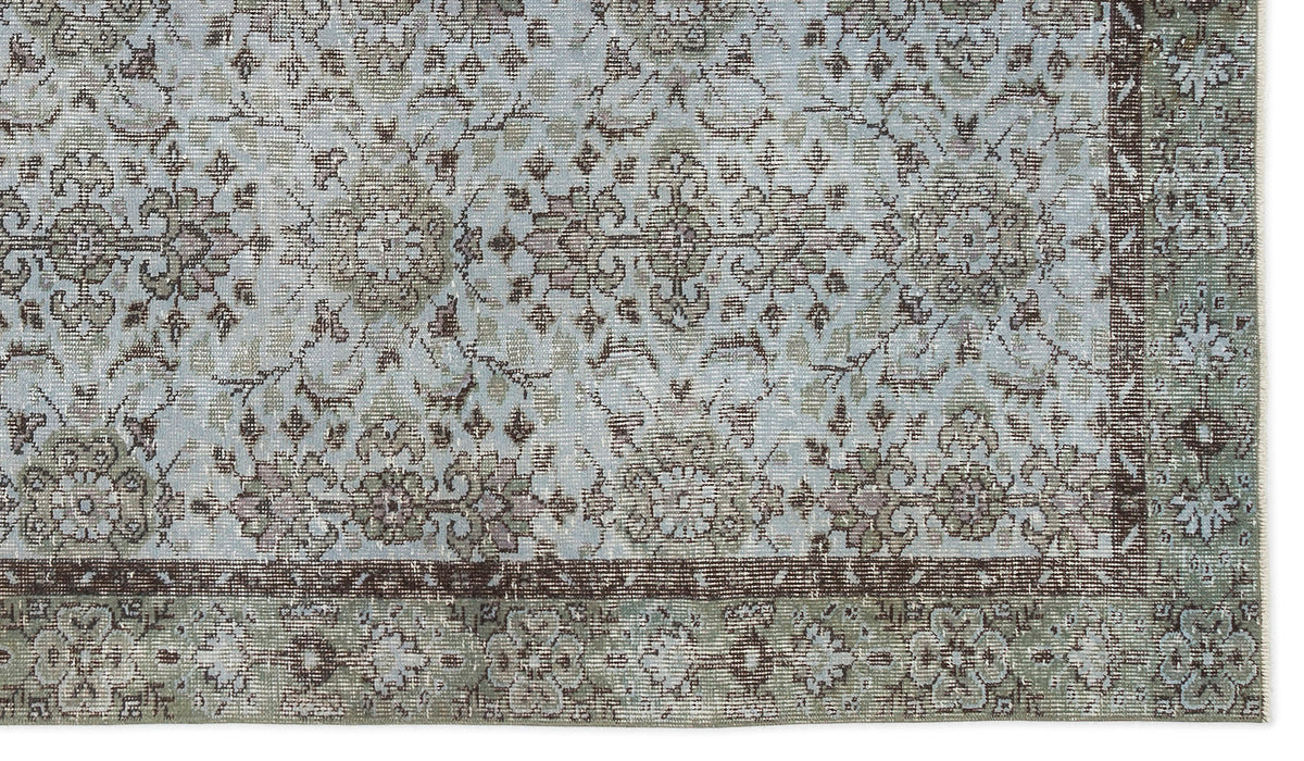 Blue Over Dyed Vintage Rug 5&#39;4&#39;&#39; x 9&#39;6&#39;&#39; ft 162 x 290 cm