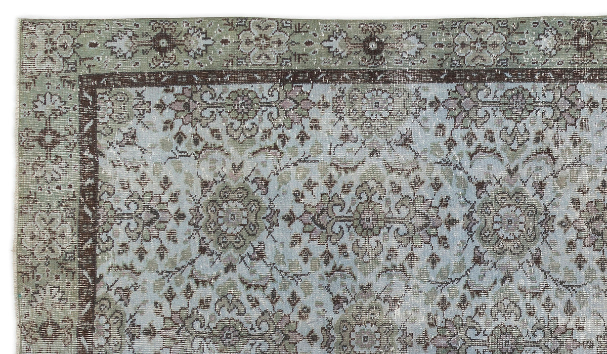 Blue Over Dyed Vintage Rug 5&#39;4&#39;&#39; x 9&#39;6&#39;&#39; ft 162 x 290 cm