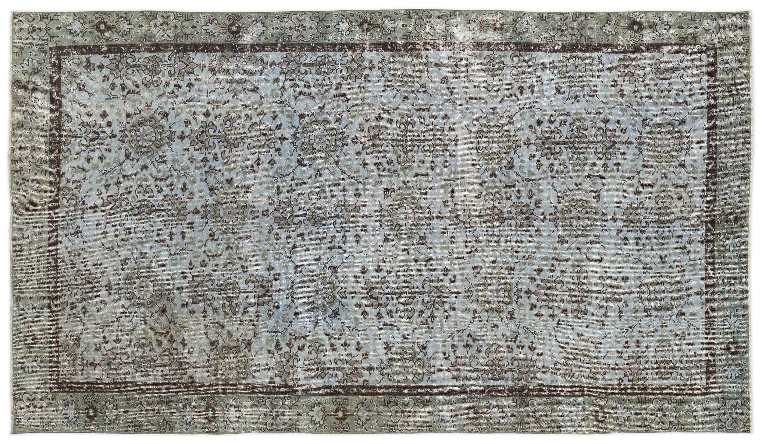 Blue Over Dyed Vintage Rug 5'4'' x 9'6'' ft 162 x 290 cm