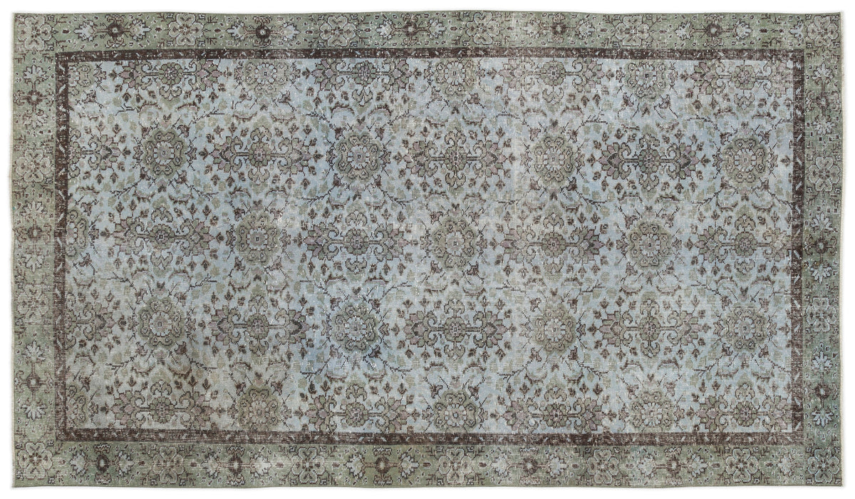 Blue Over Dyed Vintage Rug 5&#39;4&#39;&#39; x 9&#39;6&#39;&#39; ft 162 x 290 cm