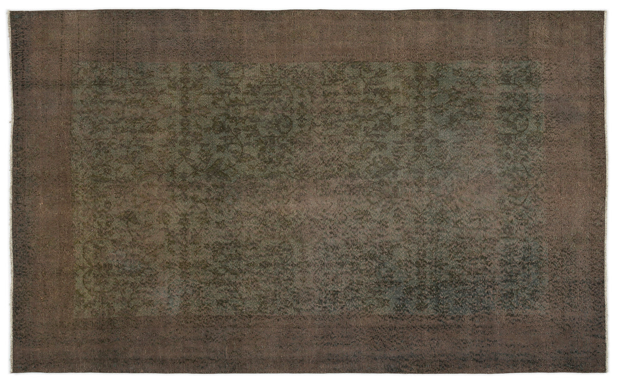 Brown Over Dyed Vintage Rug 5&#39;2&#39;&#39; x 8&#39;8&#39;&#39; ft 158 x 263 cm