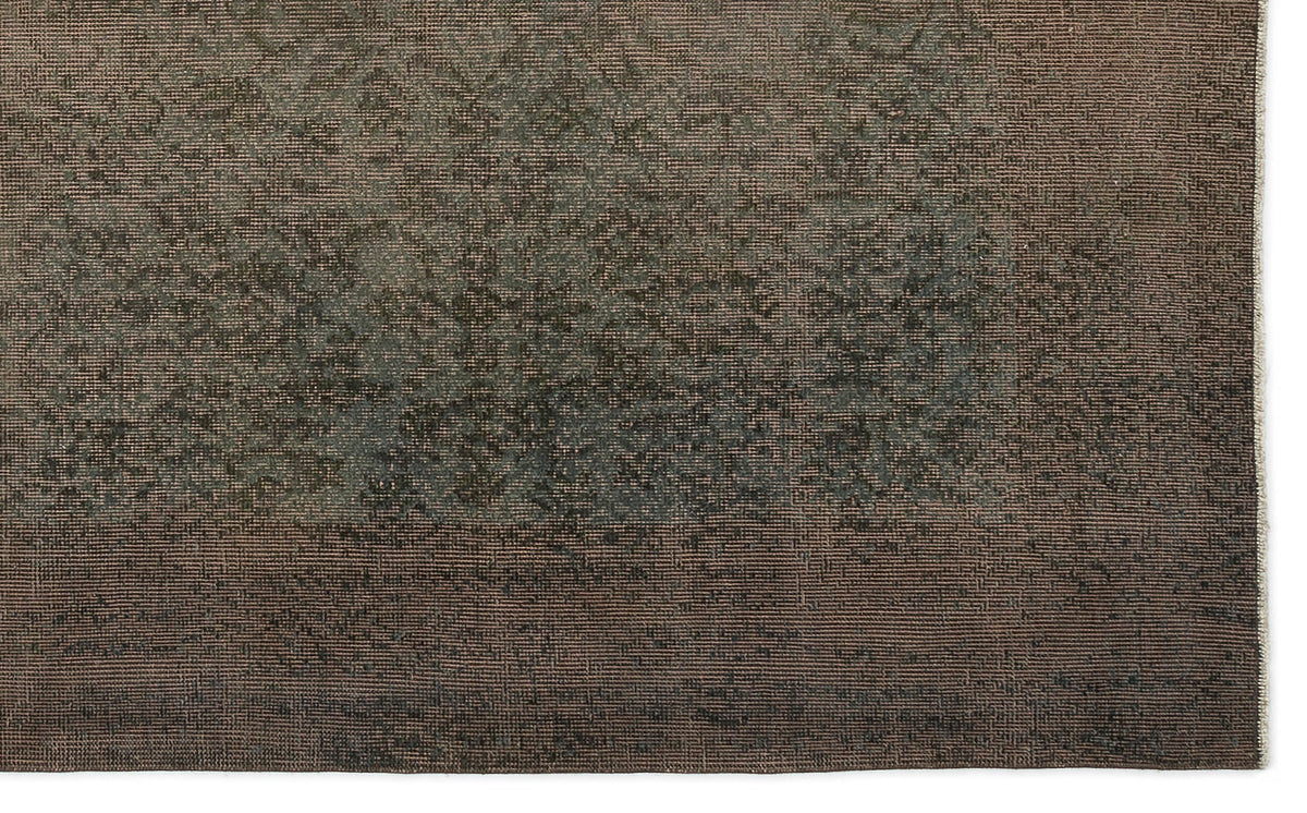 Brown Over Dyed Vintage Rug 5&#39;2&#39;&#39; x 8&#39;8&#39;&#39; ft 158 x 263 cm