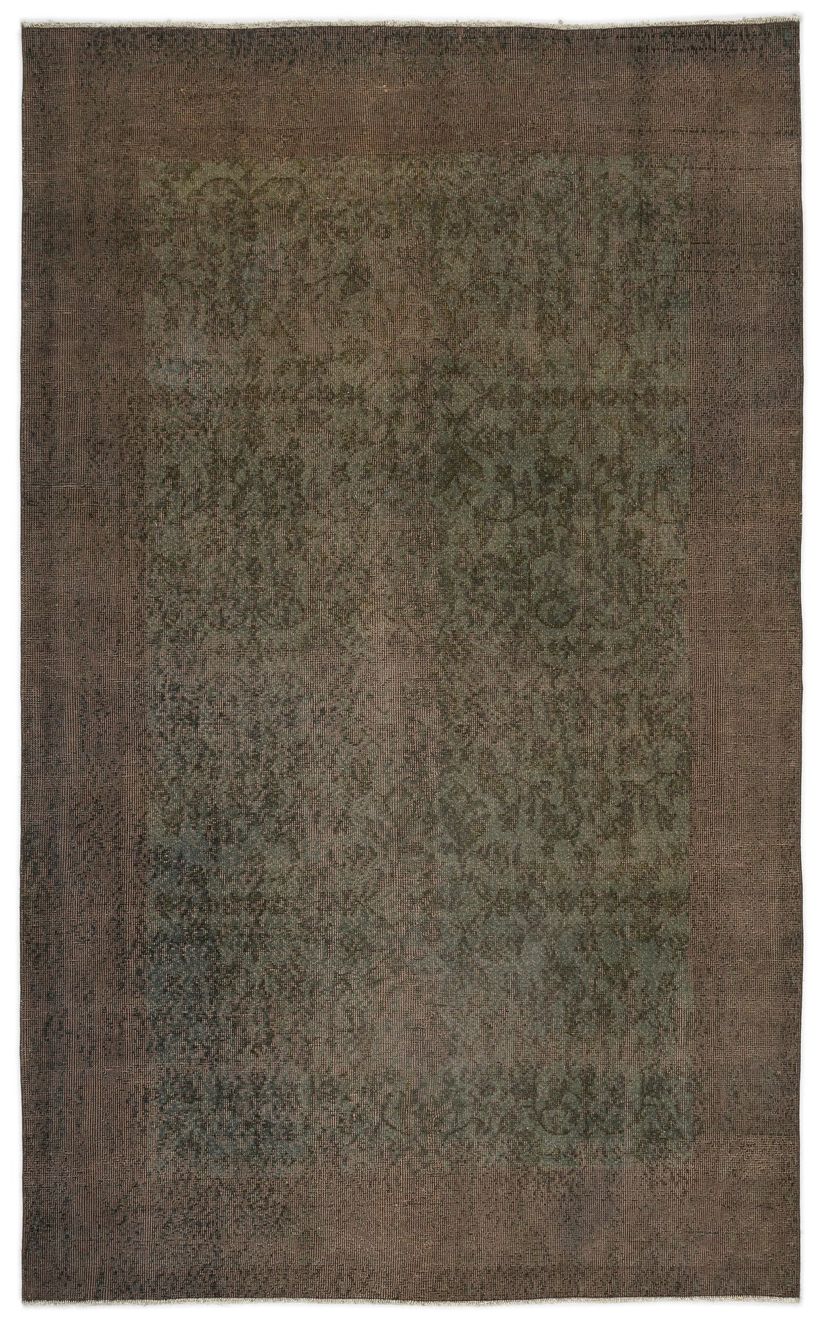 Brown Over Dyed Vintage Rug 5&#39;2&#39;&#39; x 8&#39;8&#39;&#39; ft 158 x 263 cm