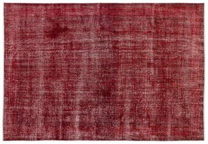 Red Over Dyed Vintage Rug 7'1'' x 10'1'' ft 217 x 308 cm