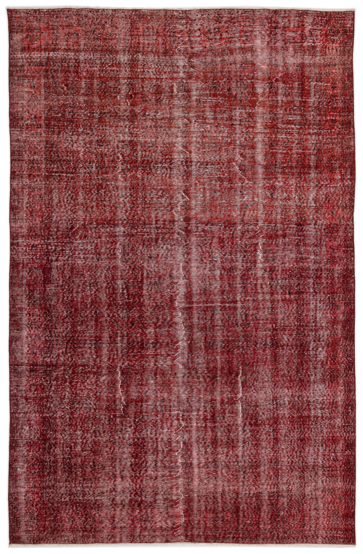 Red Over Dyed Vintage Rug 6&#39;10&#39;&#39; x 10&#39;4&#39;&#39; ft 208 x 316 cm