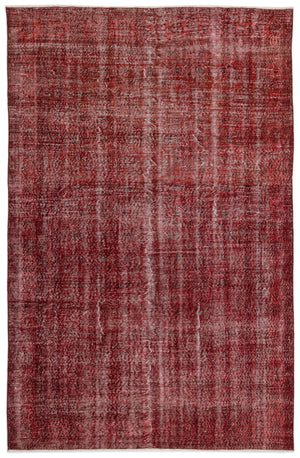 Red Over Dyed Vintage Rug 6'10'' x 10'4'' ft 208 x 316 cm