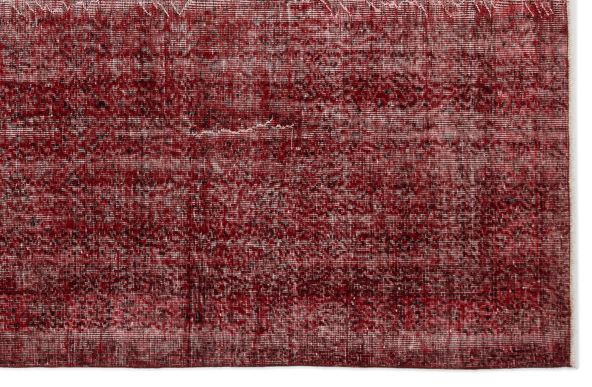 Red Over Dyed Vintage Rug 6&#39;10&#39;&#39; x 10&#39;4&#39;&#39; ft 208 x 316 cm